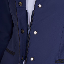 Casaco de competição feminino com fecho e botões Blazer marinho Azul-marinho
