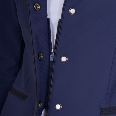 Casaco de competição feminino com fecho e botões Blazer marinho Azul-marinho