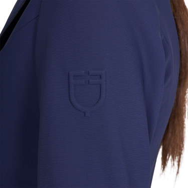 Casaco de competição feminino com fecho e botões Blazer marinho Azul-marinho