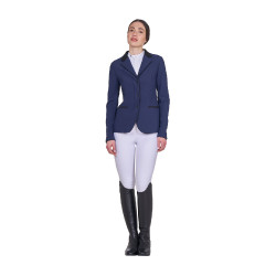 Casaco de competição feminino com fecho e botões Blazer marinho Azul-marinho