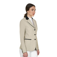 Casaco feminino de concurso Monogram três botões Oxford bronzeado Rosa