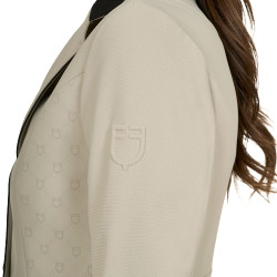 Casaco feminino de concurso Monogram três botões Oxford bronzeado Rosa