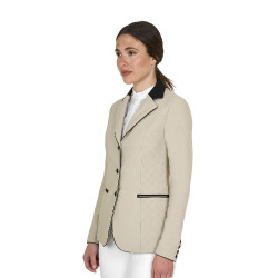 Casaco feminino de concurso Monogram três botões Oxford bronzeado Rosa