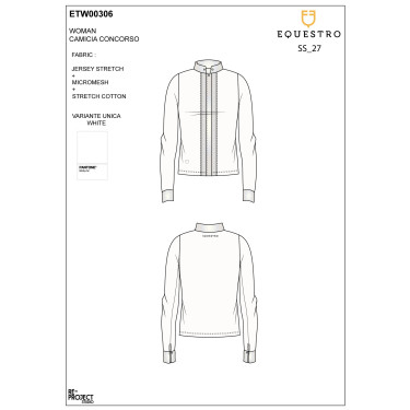 Polo de concurso feminino em estilo camisa Branco