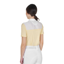 Polo de concurso feminino slim fit com inserções em tecido semelhante à seda Sol Laranja