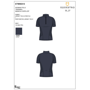 T-shirt de treino feminina em tecido técnico com microfuros Blazer marinho Azul-marinho