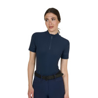T-shirt de treino feminina em tecido técnico com microfuros Blazer marinho Azul-marinho