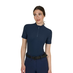 T-shirt de treino feminina em tecido técnico com microfuros Blazer marinho Azul-marinho