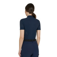 T-shirt de treino feminina em tecido técnico com microfuros Blazer marinho Azul-marinho