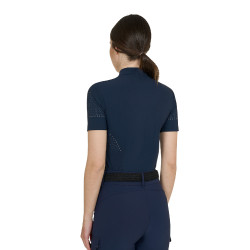 T-shirt de treino feminina em tecido técnico com microfuros Blazer marinho Azul-marinho