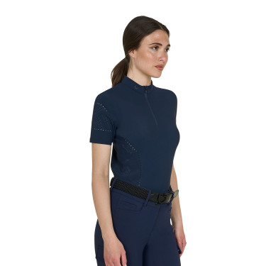 T-shirt de treino feminina em tecido técnico com microfuros Blazer marinho Azul-marinho
