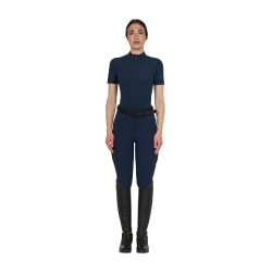 T-shirt de treino feminina em tecido técnico com microfuros Blazer marinho Azul-marinho