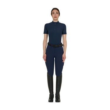 T-shirt de treino feminina em tecido técnico com microfuros Blazer marinho Azul-marinho