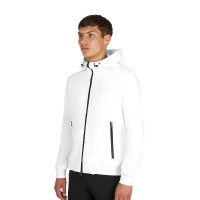 Moletom masculino com capuz ajustável e zíper Branco