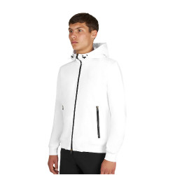 Moletom masculino com capuz ajustável e zíper Branco