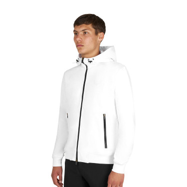Moletom masculino com capuz ajustável e zíper Branco