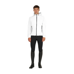 Moletom masculino com capuz ajustável e zíper Branco
