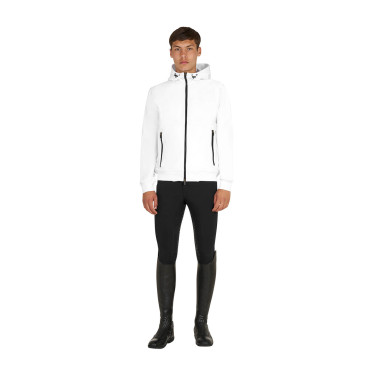 Moletom masculino com capuz ajustável e zíper Branco