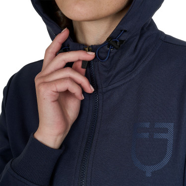 Moletom feminino com capuz ajustável e zíper Blazer marinho Azul-marinho