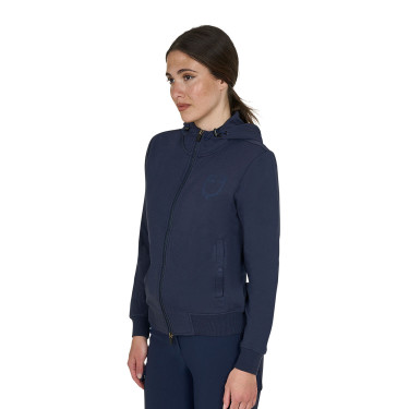 Moletom feminino com capuz ajustável e zíper Blazer marinho Azul-marinho