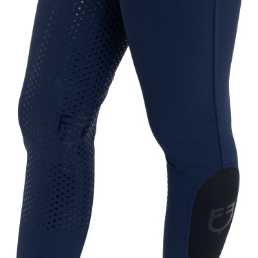 Calças femininas full grip de cintura alta com logótipo em strass