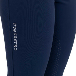 Calças femininas full grip de cintura alta com logótipo em strass