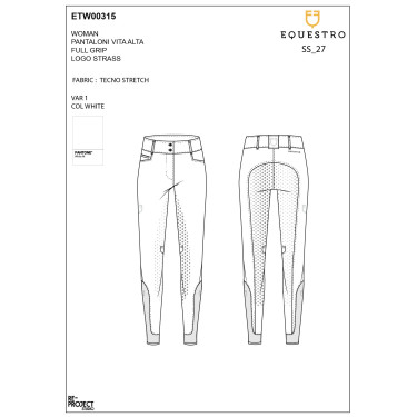 Calças femininas full grip de cintura alta com logótipo em strass Branco