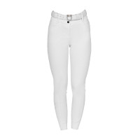 Calças femininas full grip de cintura alta com logótipo em strass Branco