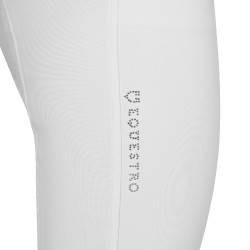 Calças femininas full grip de cintura alta com logótipo em strass Branco