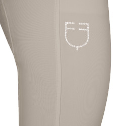 Calças femininas full grip de cintura alta com logótipo em strass Oxford bronzeado Rosa