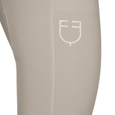 Calças femininas full grip de cintura alta com logótipo em strass Oxford bronzeado Rosa