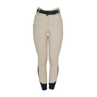 Calças femininas de cintura alta com monograma Oxford bronzeado Rosa