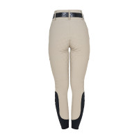 Calças femininas de cintura alta com monograma Oxford bronzeado Rosa
