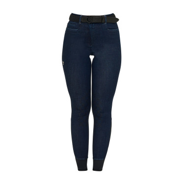 Calças femininas em tecido denim Denim azul