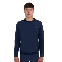 Camisola técnica masculina gola redonda com inserções em micro malha Blazer marinho Azul-marinho