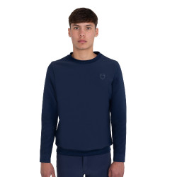 Camisola técnica masculina gola redonda com inserções em micro malha Blazer marinho Azul-marinho