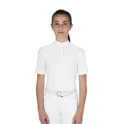 Polo de concurso infantil slim fit com botões Branco