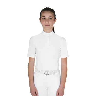Polo de concurso infantil slim fit com botões Branco