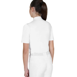 Polo de concurso infantil slim fit com botões Branco