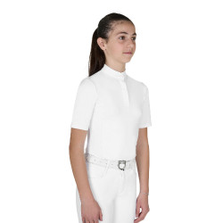 Polo de concurso infantil slim fit com botões Branco