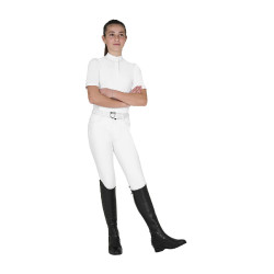 Polo de concurso infantil slim fit com botões Branco