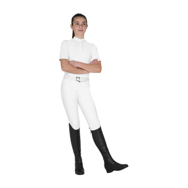 Polo de concurso infantil slim fit com botões Branco