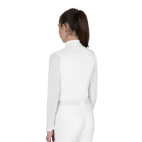 Polo de concurso para menina de manga comprida com inserções em micro malha Branco Polo de concurso para menina de manga comprida com inserções em micro malha Branco