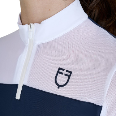 Polo de concurso para menina de manga comprida com inserções em micro malha Blazer marinho Azul-marinho