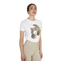 Camiseta feminina Horse Palm em algodão Branco
