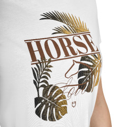 Camiseta feminina Horse Palm em algodão Branco