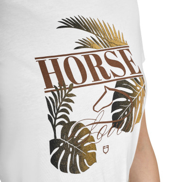 Camiseta feminina Horse Palm em algodão Branco