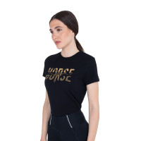T-shirt feminina Horse Love em algodão Preto