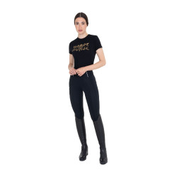 T-shirt feminina Horse Love em algodão Preto