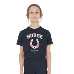 T-shirt infantil Horse Team em algodão Marinho Azul-marinho